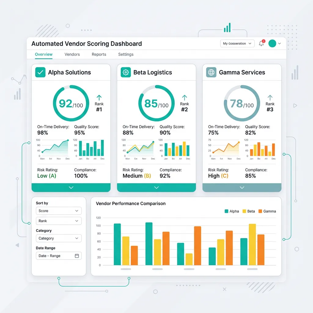 AI vendor scoring dashboard with objective evaluation metrics