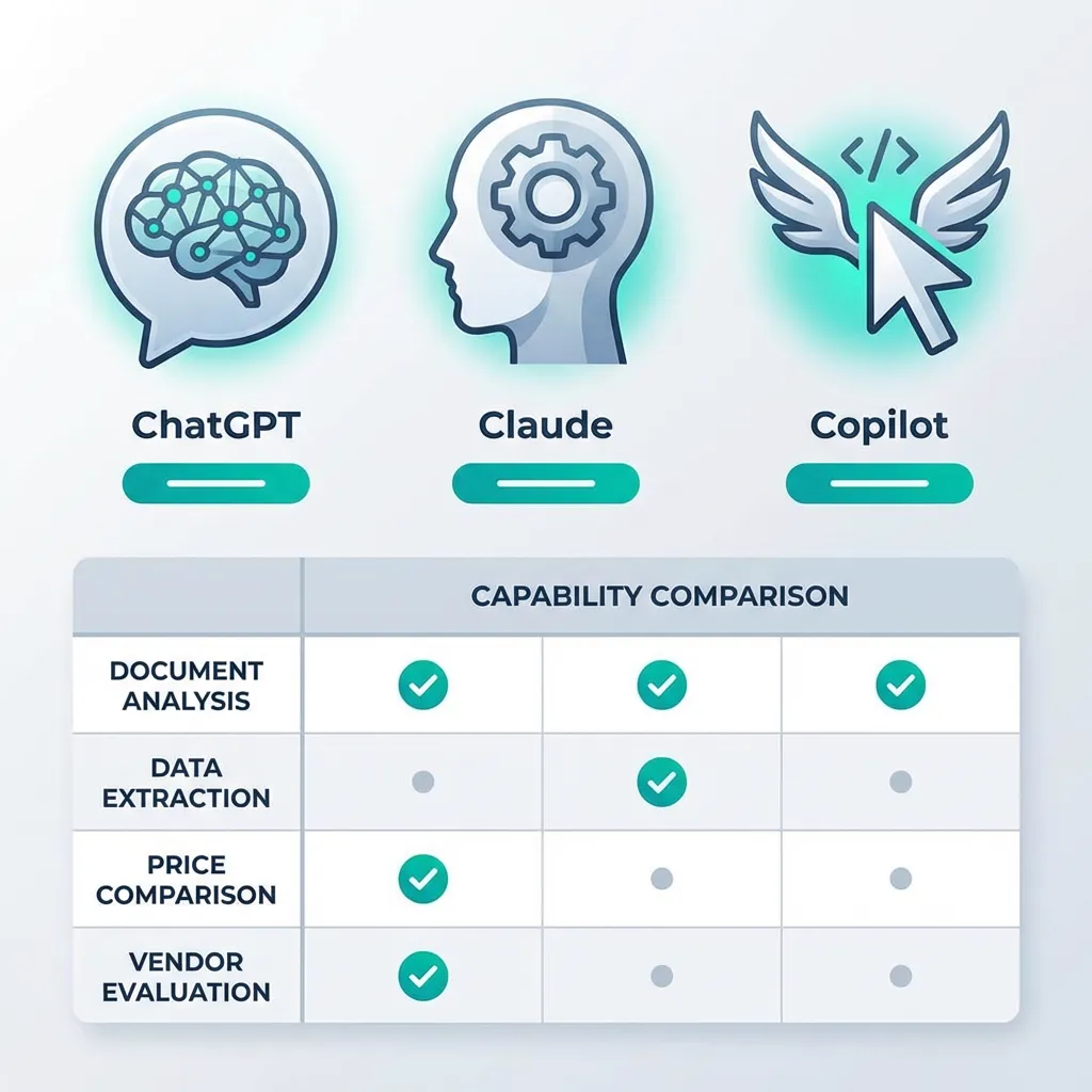 Comparison of AI assistants for procurement workflows